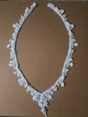 Delicate White Crystal Lace-Style Statement Necklace
